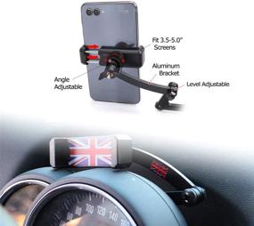 img 3 attached to PGONE Union Jack Flag Style Smartphone Holder for Mini Cooper R55 📱 R56 – Cradle Rotatable Clip, 3.5-5.5 Inch Phone – 1 Pack (Black & Grey)