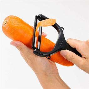 img 2 attached to 🥣 Kyocera Advanced Ceramic Extra Wide Peeler with Eye Corer - Black (One Size): Efficient and Versatile Kitchen Tool