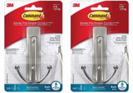 satin nickel double bath hook - command 2-hooks with 2 large water-resistant strips logo
