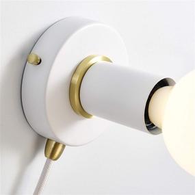 img 3 attached to 💡 BRIGHTTIA Plug-in Simple Ring Wall Sconce - White/Brushed Gold - Modern Minimalist Lighting for Apartments and Dorms - Mid Century Industrial Exposed Bulb Wall Lamp - 15Ft Fabric Cord (BW0005-1WGP): Sleek and Stylish Ring Wall Sconce with Exposed Bulb - Ideal Lighting Solution for Small Spaces