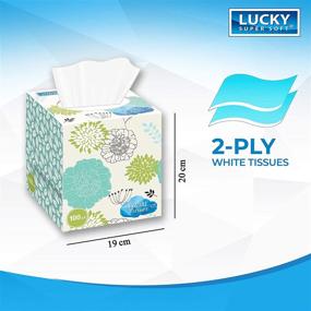 img 3 attached to Lucky Super Soft Facial Tissues Cube Boxes, Set of 12 Boxes, 2-ply Paper Facial Tissues with Colorful Assorted Designs - Bulk, Value Pack (1,200 Tissues Total)