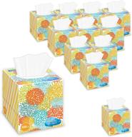 lucky super soft facial tissues cube boxes, set of 12 boxes, 2-ply paper facial tissues with colorful assorted designs - bulk, value pack (1,200 tissues total) logo