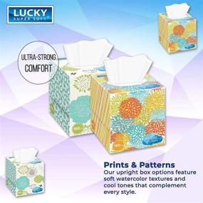 img 2 attached to Lucky Super Soft Facial Tissues Cube Boxes, Set of 12 Boxes, 2-ply Paper Facial Tissues with Colorful Assorted Designs - Bulk, Value Pack (1,200 Tissues Total)