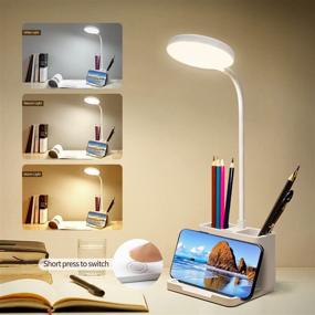 img 3 attached to 🔦 Versatile LED Desk Lamps with Pen Holder for Home Office - Rechargeable, Eye-Caring, and USB Powered, with 3 Color Modes - Perfect for Kids, Room, Office, Dorm