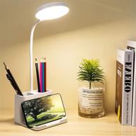 🔦 versatile led desk lamps with pen holder for home office - rechargeable, eye-caring, and usb powered, with 3 color modes - perfect for kids, room, office, dorm logo