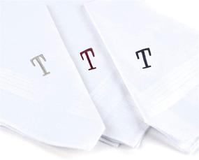 img 3 attached to 🧦 Initial Men's Accessories - Boxed Initial Cotton Handkerchiefs