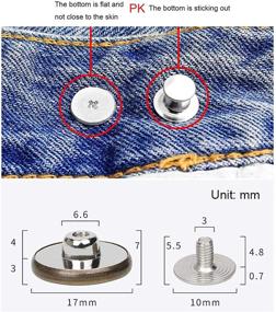 img 2 attached to 👖 ICEYLI 6 Styles 12 No-Sew Metal Jeans Buttons - Removable, Nailess, and Reusable! Replacement Repair Combo with Thread Rivets and Screwdrivers. Perfect for Cowboy Clothing, Jackets, Pants, and Bags