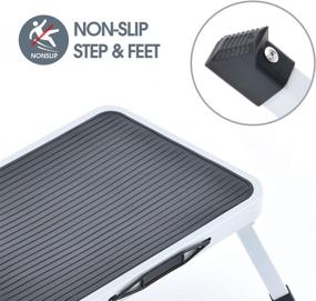 img 2 attached to 🪜 TOOLF Folding Step Ladder with Non-Slip Rubber Mat - Lightweight Steel; Sturdy, Wide Pedal Foot Stool for Kitchen, Office, Home - 200LB Capacity