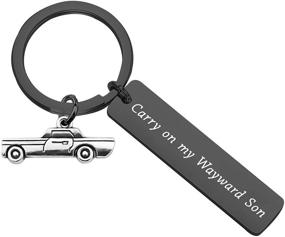 img 4 attached to 🎸 TIIMG Carry On My Wayward Son Keychain - Inspirational Father Gift for Fans