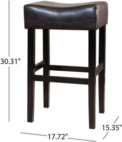 img 2 attached to 🪑 Brown Leather Backless Barstools - Set of 2 from Christopher Knight Home Portman