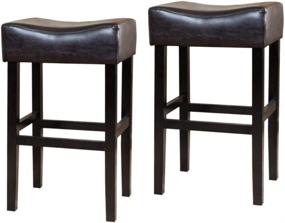 img 4 attached to 🪑 Brown Leather Backless Barstools - Set of 2 from Christopher Knight Home Portman