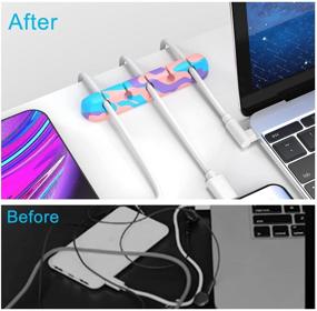 img 3 attached to Кабельный органайзер с управлением проводом, кабельные клипсы держатель USB-кабеля органайзер проводов - 3 слота, набор из 5 в разноцветных оттенках.
