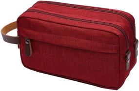 img 4 attached to IBLUE Men's Double Zipper Toiletry Bag Dopp Kit Travel Bathroom Bag Waterproof Shaving Shower Cosmetic Organizer, Red