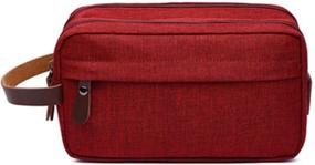 img 3 attached to IBLUE Men's Double Zipper Toiletry Bag Dopp Kit Travel Bathroom Bag Waterproof Shaving Shower Cosmetic Organizer, Red