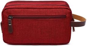 img 2 attached to IBLUE Men's Double Zipper Toiletry Bag Dopp Kit Travel Bathroom Bag Waterproof Shaving Shower Cosmetic Organizer, Red