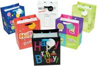 🎁 stylish set of 12 small designer birthday gift bags: 9.5" × 7.75" × 4.75 logo