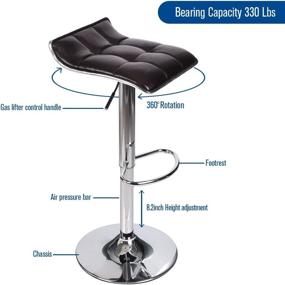 img 1 attached to 🪑 Brown PU Leather Barstools - Set of 2 Adjustable Swivel Gas Lift Barstools with Chrome Base