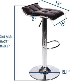 img 2 attached to 🪑 Brown PU Leather Barstools - Set of 2 Adjustable Swivel Gas Lift Barstools with Chrome Base