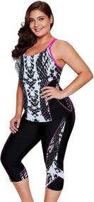 img 2 attached to Aleumdr Printed Racerback Tankini Swimsuits Sports & Fitness for Water Sports