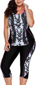 img 4 attached to Aleumdr Printed Racerback Tankini Swimsuits Sports & Fitness for Water Sports