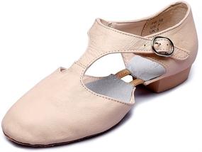 img 4 attached to MSMAX Womens T Strap Leather Dance Women's Shoes