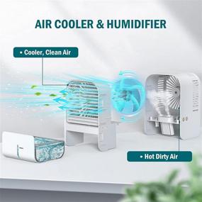 img 3 attached to 🌬️ AQUEENLY Portable Cooling Fan for Bedrooms, Offices & Homes - Rechargeable Evaporative Air Cooler with Cold Air, 3 Speeds & 2 Mist Modes – Quiet Desk Fan with Humidifying Function – Personal USB-Powered Air Conditioner Fan