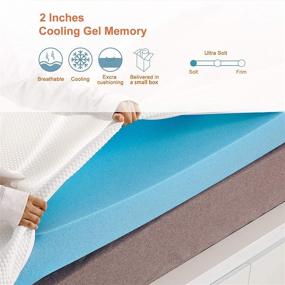 img 2 attached to 🛏️ OYT 4-Inch Gel Memory Foam Mattress Topper for Cool & Pressure-Relieving Sleep, Full Size - Includes Removable & Washable Cover, Shipped in a Box