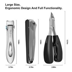 img 3 attached to Premium Large Nail Clippers Set (5Pcs) for Thick and Ingrown Nails - Sharp Heavy Duty Toenail & Fingernail Clippers - Ideal for Adults, Seniors, Men, and Women