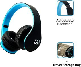 img 2 attached to Louise&Mann Bluetooth Headphones: Wireless Over-Ear Stereo Headset with Mic, Soft Earmuffs, and Travel Bag for Phones/Tablets/PC - Black/Blue