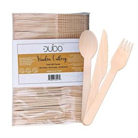 img 4 attached to 🌱 Biodegradable Disposable Wooden Cutlery Utensils - (Pack of 220) Eco-Friendly Compostable Silverware Kit for Parties and Events