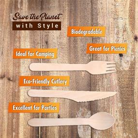 img 3 attached to 🌱 Biodegradable Disposable Wooden Cutlery Utensils - (Pack of 220) Eco-Friendly Compostable Silverware Kit for Parties and Events