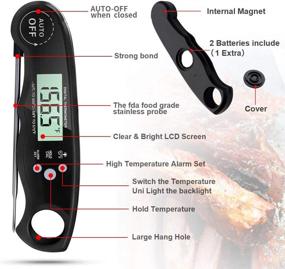 img 1 attached to 🔥 Electype Waterproof Dual Probe Instant Read Meat Thermometer - Ultra Fast, with Alarm Function and Backlight Calibration - Ideal for Grilling, Outdoor Cooking, BBQ (2-Black)