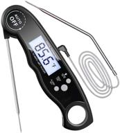 🔥 electype waterproof dual probe instant read meat thermometer - ultra fast, with alarm function and backlight calibration - ideal for grilling, outdoor cooking, bbq (2-black) logo