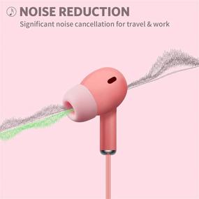 img 3 attached to Wired Earbuds with Microphone & Volume Control | In-Ear Ergonomic Headphones | 3.5mm Jack | S/M/L Eartips | Powerful Bass Sound | Noise Isolation (Pink)