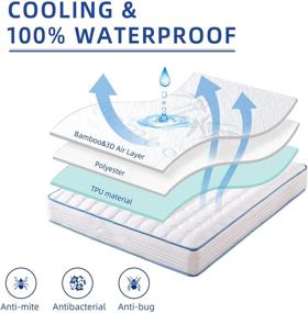 img 3 attached to 🛏️ Premium Queen Size Bamboo Waterproof Mattress Protector: 3D Air Fabric Cover, Breathable & Ultra Soft for 8-21 Inch Deep Pocket – Noiseless & Protective Bed Mattress Cover by Warmstar