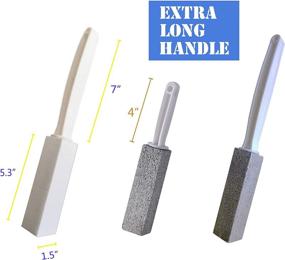 img 3 attached to 🚽 BATTLEHYMN Two Pack Extra Long Handle Pumice Cleaning Stone for Toilet Bowl Rings, Hard Water, Steel Grill Stains, BBQ Racks, Pools, and Tiles - Gray & White