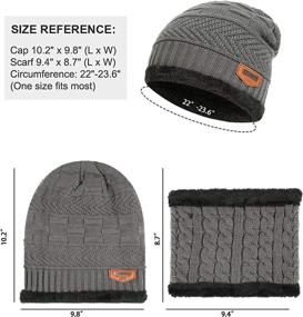 img 1 attached to ❄️ Warm Winter Beanie Hat Scarf Set for Men and Women: Cozy Knit Hat with Thick Fleece Lining and Neck Warmer