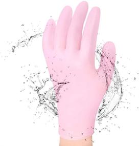 img 3 attached to 🧤 Silicone Gel Moisturizing Gloves & Socks for Dry Skin, Cracked Hands and Feet, Full Finger Waterproof Gloves for Hands & Foot Care SPA (Pink, Gloves)