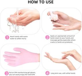 img 1 attached to 🧤 Silicone Gel Moisturizing Gloves & Socks for Dry Skin, Cracked Hands and Feet, Full Finger Waterproof Gloves for Hands & Foot Care SPA (Pink, Gloves)