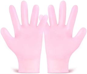 img 4 attached to 🧤 Silicone Gel Moisturizing Gloves & Socks for Dry Skin, Cracked Hands and Feet, Full Finger Waterproof Gloves for Hands & Foot Care SPA (Pink, Gloves)