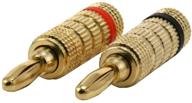 🔌 monoprice gold speaker banana plugs - 1 pair, closed screw design for speaker wire connections, home theater systems, wall plates, and beyond with enhanced seo logo