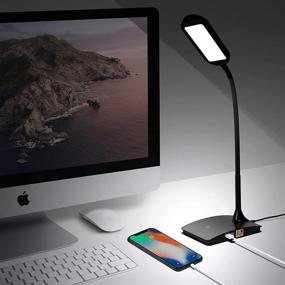 img 2 attached to 💡 TW Lighting IVY20-40BK Ivy LED Desk Lamp with USB Port - Super Bright Small Desk Lamp for Home Office, Perfect as Study Lamp or Bedside Reading Light (Black)