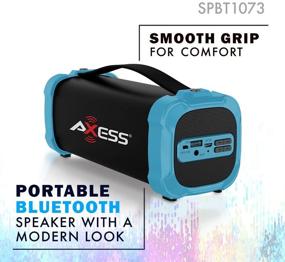 img 2 attached to Переносной зеленый Bluetooth-динамик Axess SPBT1073 с USB, встроенным разъемом 3,5 мм для подключения, аккумулятором, и сабвуфером - идеально подходит для использования в помещении и на улице.