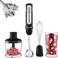 🔌 max 1000w immersion hand blender: 4-in-1 electric stick blenders with variable speed, attachments, and corded handheld functionality логотип