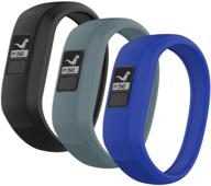 👧 garmin vivofit jr, jr 2, 3 bands - pack of 3 seltureone all-in-one silicon stretchy replacement wristbands for boys and girls (no tracker) - large size, black, cyan, blue logo