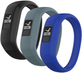 img 4 attached to 👧 Garmin Vivofit jr, jr 2, 3 Bands - Pack of 3 Seltureone All-in-one Silicon Stretchy Replacement Wristbands for Boys and Girls (No Tracker) - Large Size, Black, Cyan, Blue