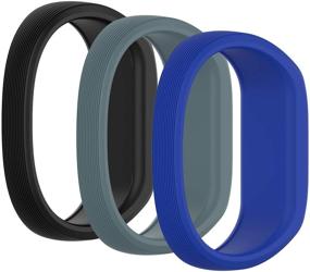 img 1 attached to 👧 Garmin Vivofit jr, jr 2, 3 Bands - Pack of 3 Seltureone All-in-one Silicon Stretchy Replacement Wristbands for Boys and Girls (No Tracker) - Large Size, Black, Cyan, Blue