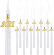 🎓 aneco 12 pieces academic graduation tassel with gold 2021 year charm pendant - elegant white graduation tassels with 2021 year charm accessories for unforgettable graduate parties and ceremonies logo