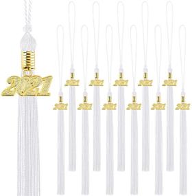 img 4 attached to 🎓 Aneco 12 Pieces Academic Graduation Tassel with Gold 2021 Year Charm Pendant - Elegant White Graduation Tassels with 2021 Year Charm Accessories for Unforgettable Graduate Parties and Ceremonies