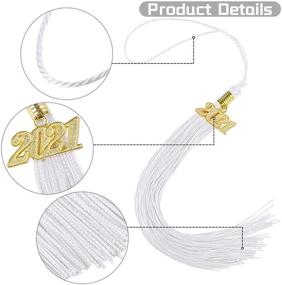 img 2 attached to 🎓 Aneco 12 Pieces Academic Graduation Tassel with Gold 2021 Year Charm Pendant - Elegant White Graduation Tassels with 2021 Year Charm Accessories for Unforgettable Graduate Parties and Ceremonies